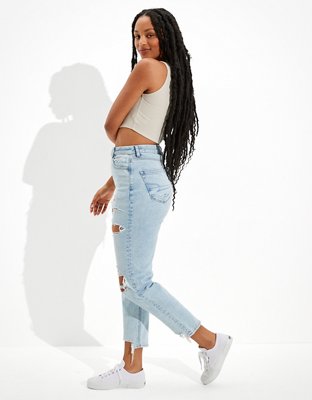 ae stretch ripped curvy mom jean