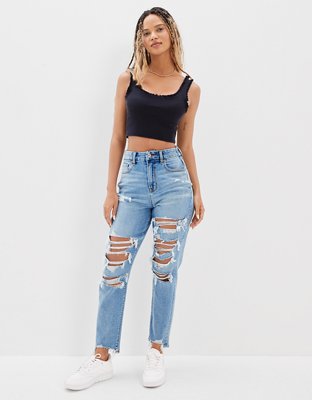 AE Stretch Ripped Curvy Mom Jean