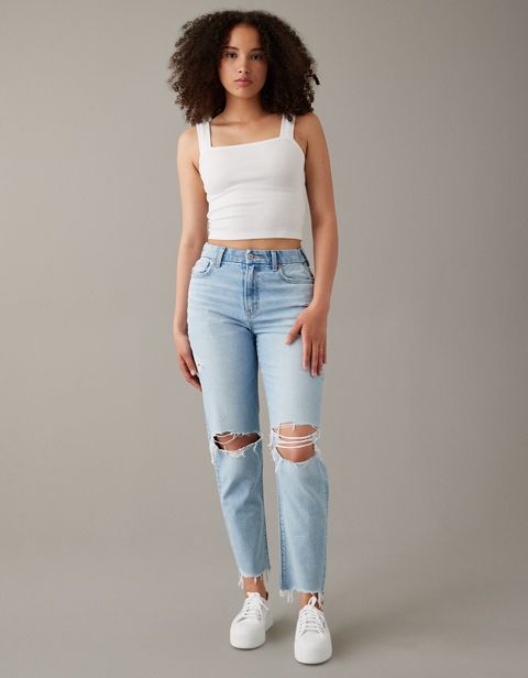 Женские джинсы American Eagle AE Strigid Curvy Ripped Mom Jean