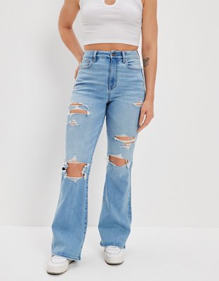 Crazy June Women's Plus Size High Waist Mini Flare Jeans, High