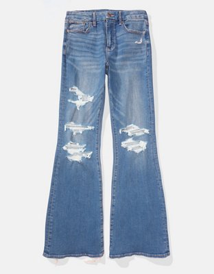 Женские джинсы American Eagle AE Stretch Curvy Ripped Super High-Waisted Flare Jean — фото 3