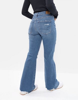 Женские джинсы American Eagle AE Stretch Curvy Ripped Super High-Waisted Flare Jean — фото 2