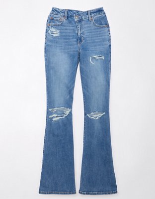 AE Next Level Curvy Ripped Super High-Waisted Flare Jean