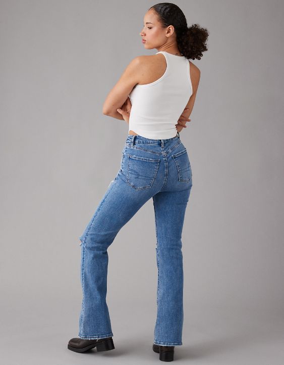 AE Next Level Curvy Ripped Super High-Waisted Flare Jean