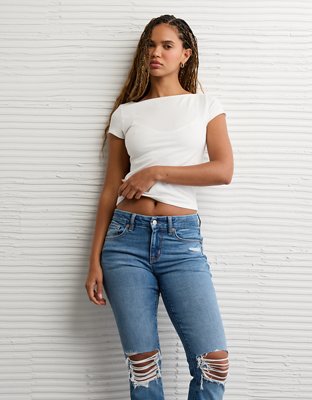 AE Next Level Curvy Ripped High-Waisted Skinny Kick Jean