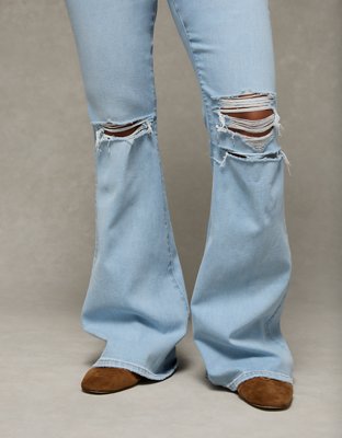 AE Next Level Curvy Ripped Super High-Waisted Flare Jean