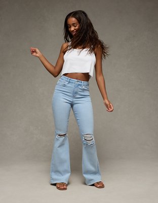 AE Next Level Curvy Ripped Super High-Waisted Flare Jean