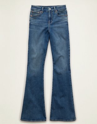 AE Curvy Super High-Waisted Flare Jean Women's Medium Tinted Indigo 10 X-Long