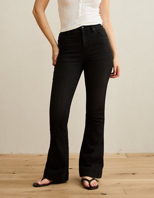 Женские джинсы American Eagle AE Curvy Super High-Waisted Flare, цвет: Чёрный — фото 6