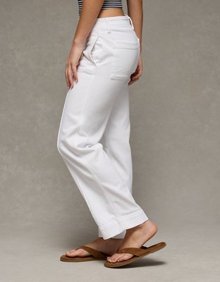White Denim Straight Pants