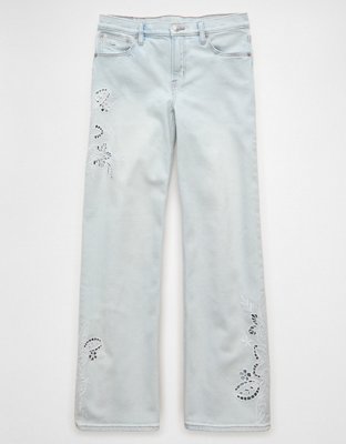 AE Stretch High-Waisted Embroidered Floral Stovepipe Jean