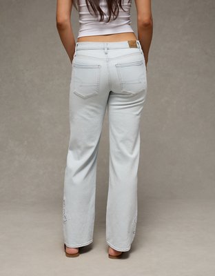 AE Stretch High-Waisted Embroidered Floral Stovepipe Jean