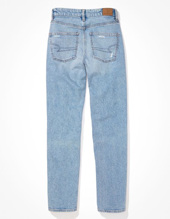 AE Stretch Curvy '90s Straight Jean con rasgados