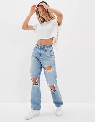 AE Stretch Ripped Curvy '90s Straight Jean