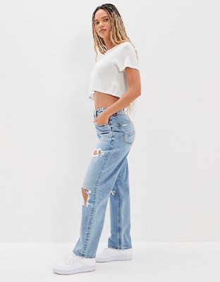 Женские джинсы American Eagle AE Stretch Ripped Curvy '90s Straight Jean — фото 4