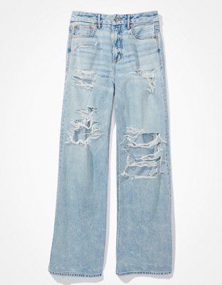 AE Strigid Ripped Curvy Super High-Waisted Baggy Wide-Leg Jean