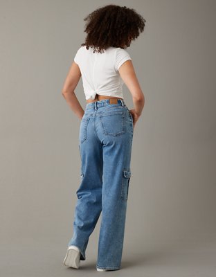 Shop AE Super High-Waisted Baggy Wide-Leg Jean online