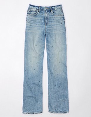 Studded baggy washed denim pants