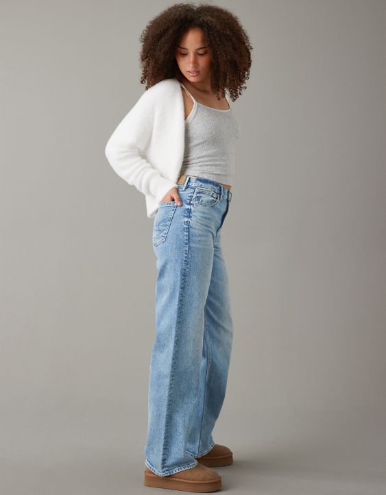 AE Strigid Curvy Embellished Super High-Waisted Baggy Straight Jean