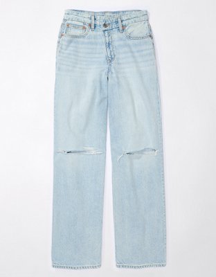 AE Strigid Curvy Super High-Waisted Ripped Baggy Straight Jean