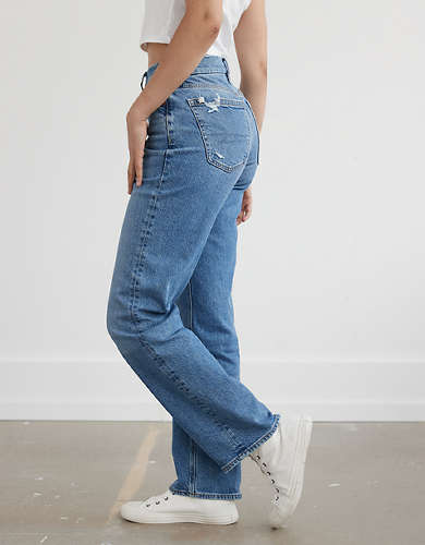 AE x The Ziegler Sisters Stretch Curvy High-Waisted Relaxed Straight Jean