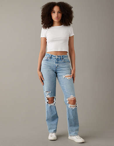 AE Ripped Mom Jean  High waisted mom jeans, Ripped mom jeans, Mom