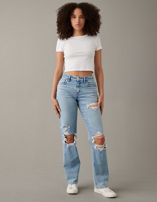 Metal Chain Decor Women Straight Leg Jeans F2438  Jeans with chains,  Fashion, High waist women jeans