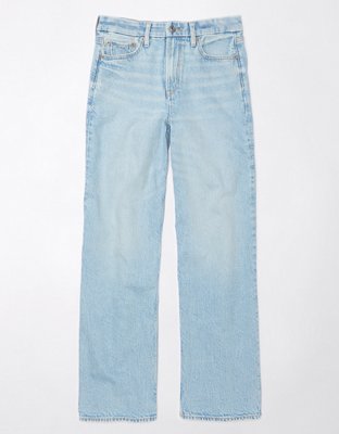 American Eagle Ripped Low-Rise Baggy Straight Jean In Bright Blue