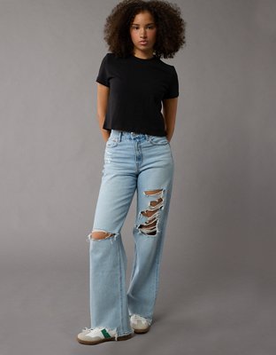 AE Strigid Curvy Ripped Super High-Waisted Baggy Straight Jean