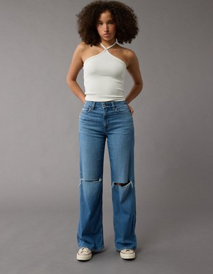 AE Dreamy Drape Stretch Curvy Super High-Waisted Baggy Wide-Leg Jean