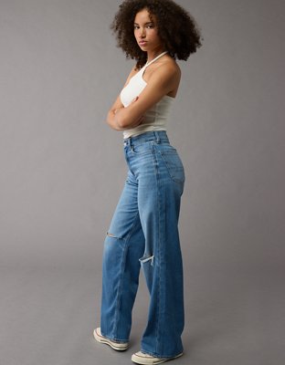 AE Dreamy Drape Stretch Curvy Super High-Waisted Baggy Wide-Leg Jean