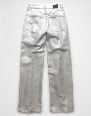 AE Stretch Curvy Metallic Super High-Waisted Baggy Straight Jean