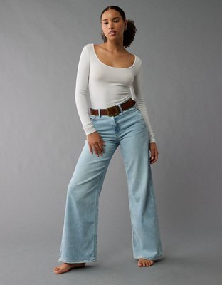 AE Dreamy Drape Stretch Curvy Super High-Waisted Baggy Wide-Leg Jean