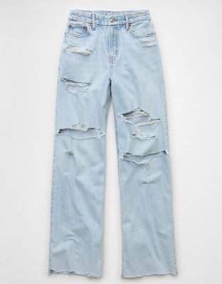 AE Strigid Curvy Ripped Super High-Waisted Baggy Straight Jean