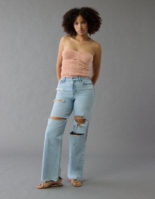 AE Strigid Curvy Ripped Super High-Waisted Baggy Straight Jean