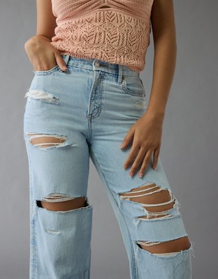 AE Strigid Curvy Ripped Super High-Waisted Baggy Straight Jean