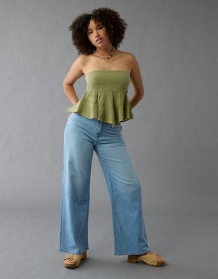 Jean ample à jambe large à taille très haute en rondeur et extensible Dreamy Drape AE