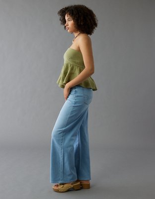 AE Dreamy Drape Stretch Curvy Super High-Waisted Baggy Wide-Leg Jean