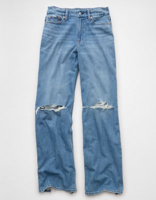 AE Dreamy Drape Stretch Curvy Ripped Super High-Waisted Baggy Wide-Leg Jean