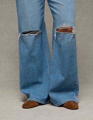 AE Dreamy Drape Stretch Curvy Ripped Super High-Waisted Baggy Wide-Leg Jean