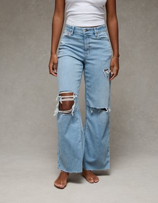 Женские джинсы American Eagle AE Curvy Super High-Waisted Baggy, цвет: Classic Vintage Destroy — фото 7