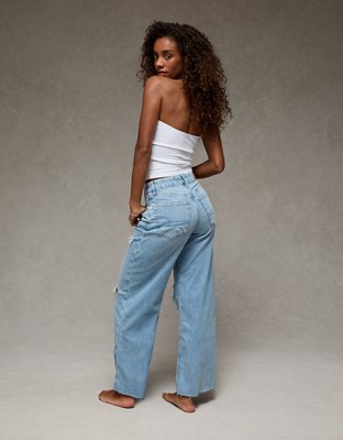 AE Dreamy Drape Stretch Curvy Super High-Waisted Baggy Wide-Leg Jean