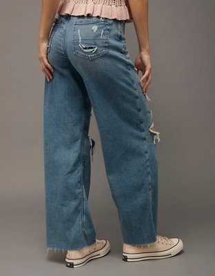 AE Dreamy Drape Stretch Curvy Super High-Waisted Baggy Wide-Leg Jean