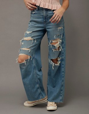 AE Dreamy Drape Stretch Curvy Super High-Waisted Baggy Wide-Leg Jean