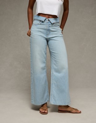 AE Dreamy Drape Stretch Curvy Super High-Waisted Baggy Wide-Leg Jean