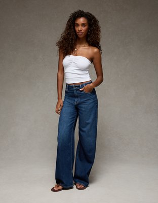 AE Dreamy Drape Stretch Curvy Super High-Waisted Baggy Wide-Leg Jean from American Eagle - $56.95