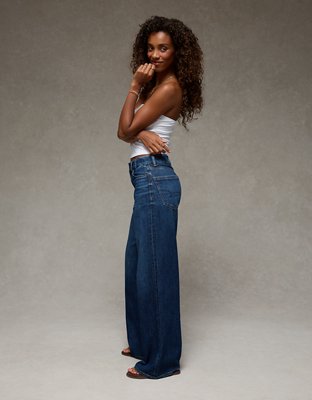 AE Dreamy Drape Stretch Curvy Super High-Waisted Baggy Wide-Leg Jean