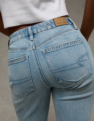 AE Stretch Curvy High-Waisted Embroidered Straight Jean | American