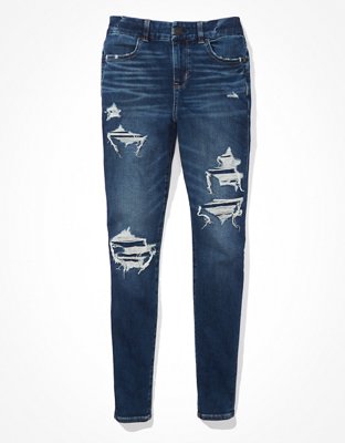 american eagle ripped patched jeans