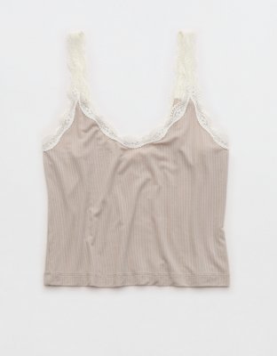 Superchill Modal Rib Lace Trim Tank Top | Aerie